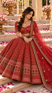 Thai Silk Sequin Dori & Zari Lehenga Choli with Net Dupatta
