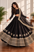 Tropical Elegance Black Silk Lehenga Set with Dori & Zari Work