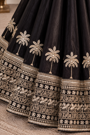 Tropical Elegance Black Silk Lehenga Set with Dori & Zari Work