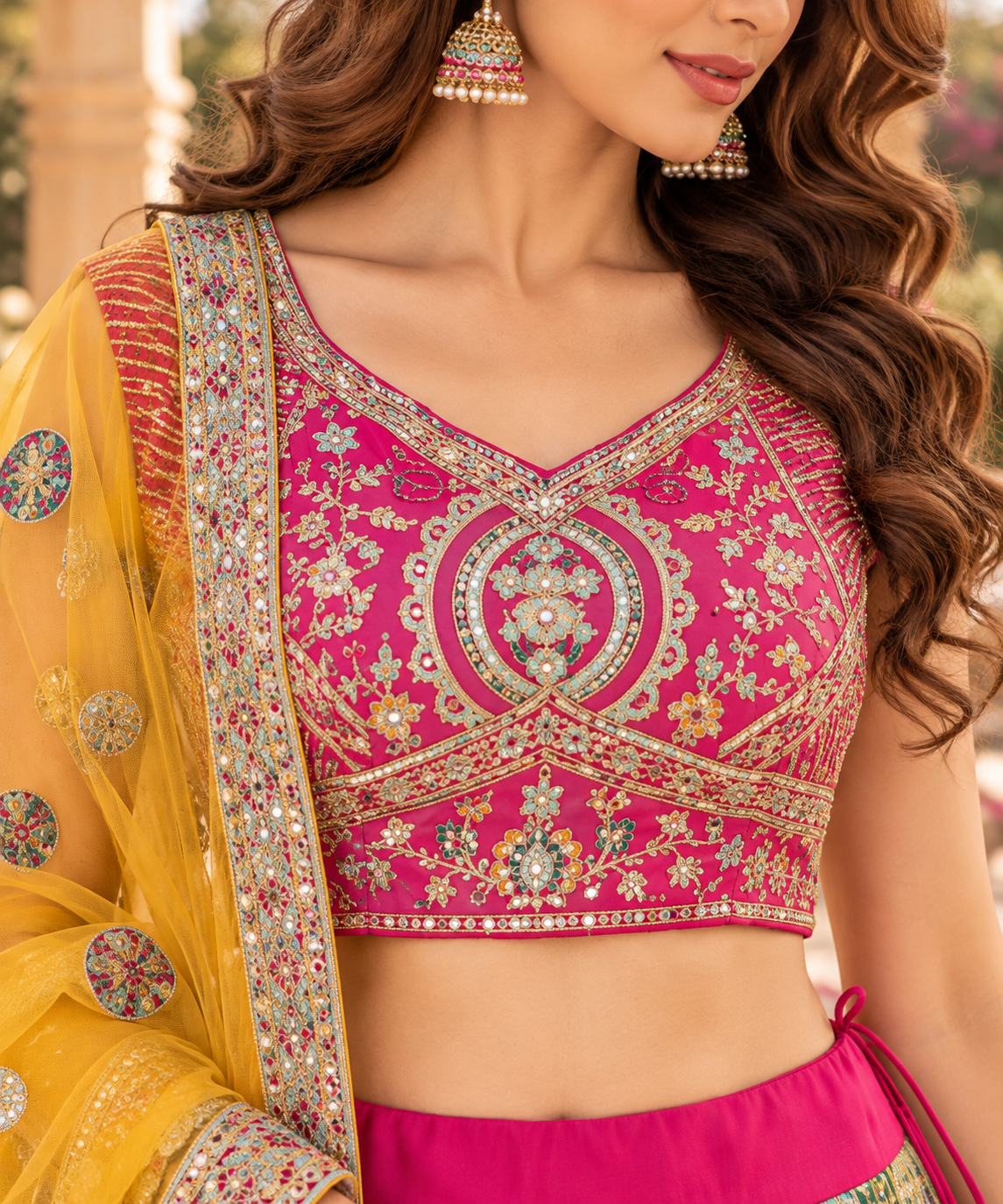 Vibrant Multicolor Embroidered Lehenga Set