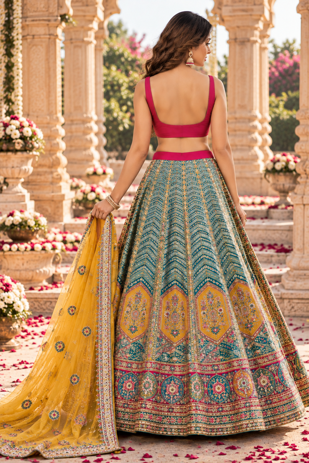 Vibrant Multicolor Embroidered Lehenga Set