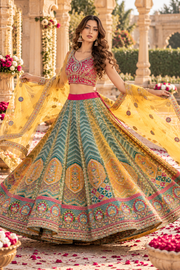 Vibrant Multicolor Embroidered Lehenga Set