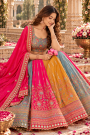 Vibrant Multicolor Panelled Embroidered Lehenga