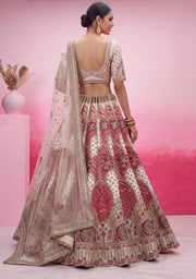 White Gadhwal Silk Mirror & Gota Patti Bridal Lehenga Choli
