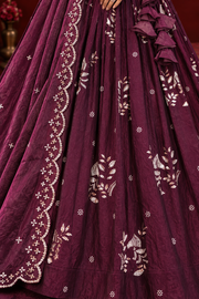 Wine Purple Fendi Silk Bead Sequin Lehenga Choli