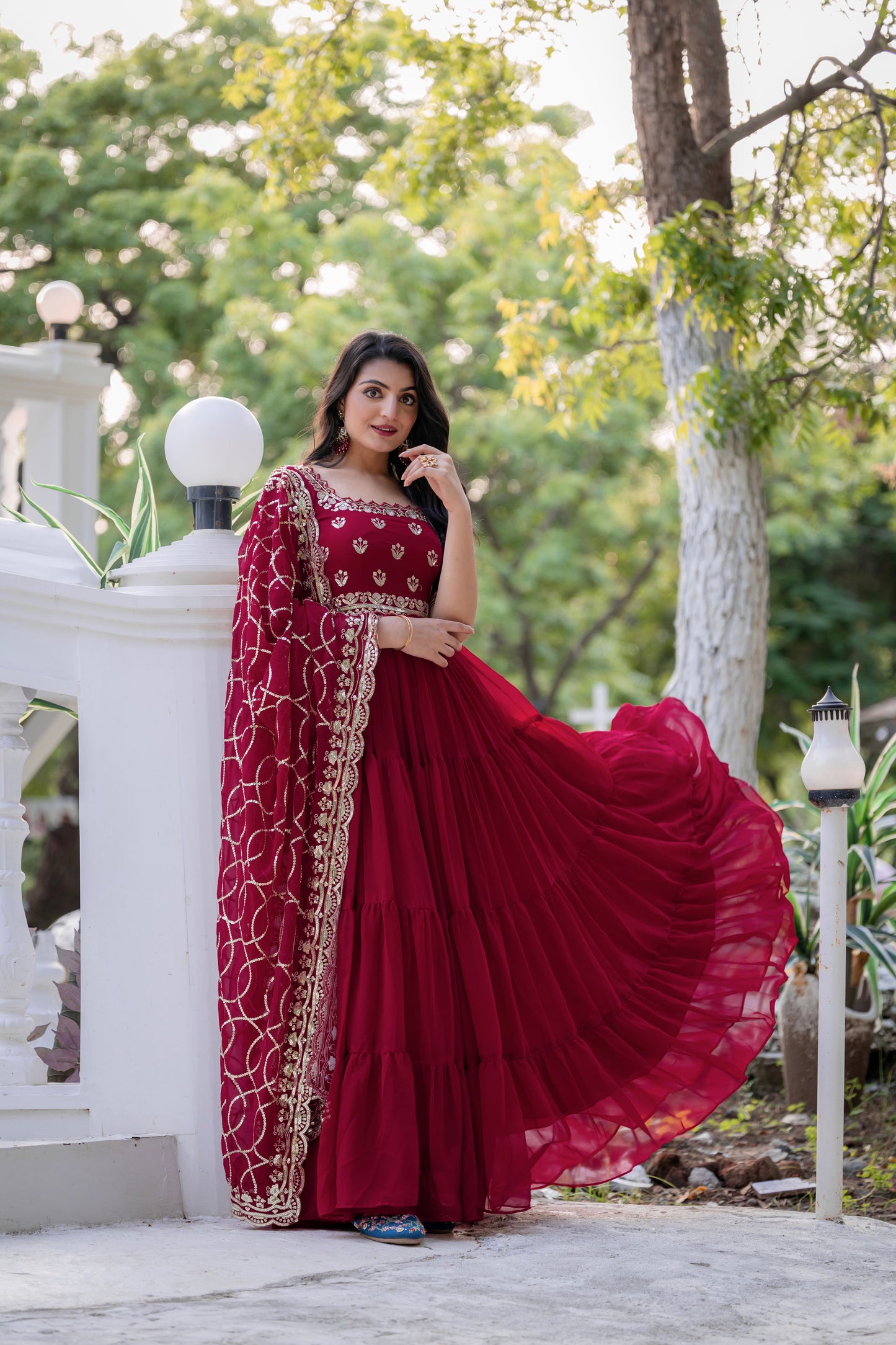 Magnificent Georgette Intricate Sequins Embroidered Suit - Ethnicwish