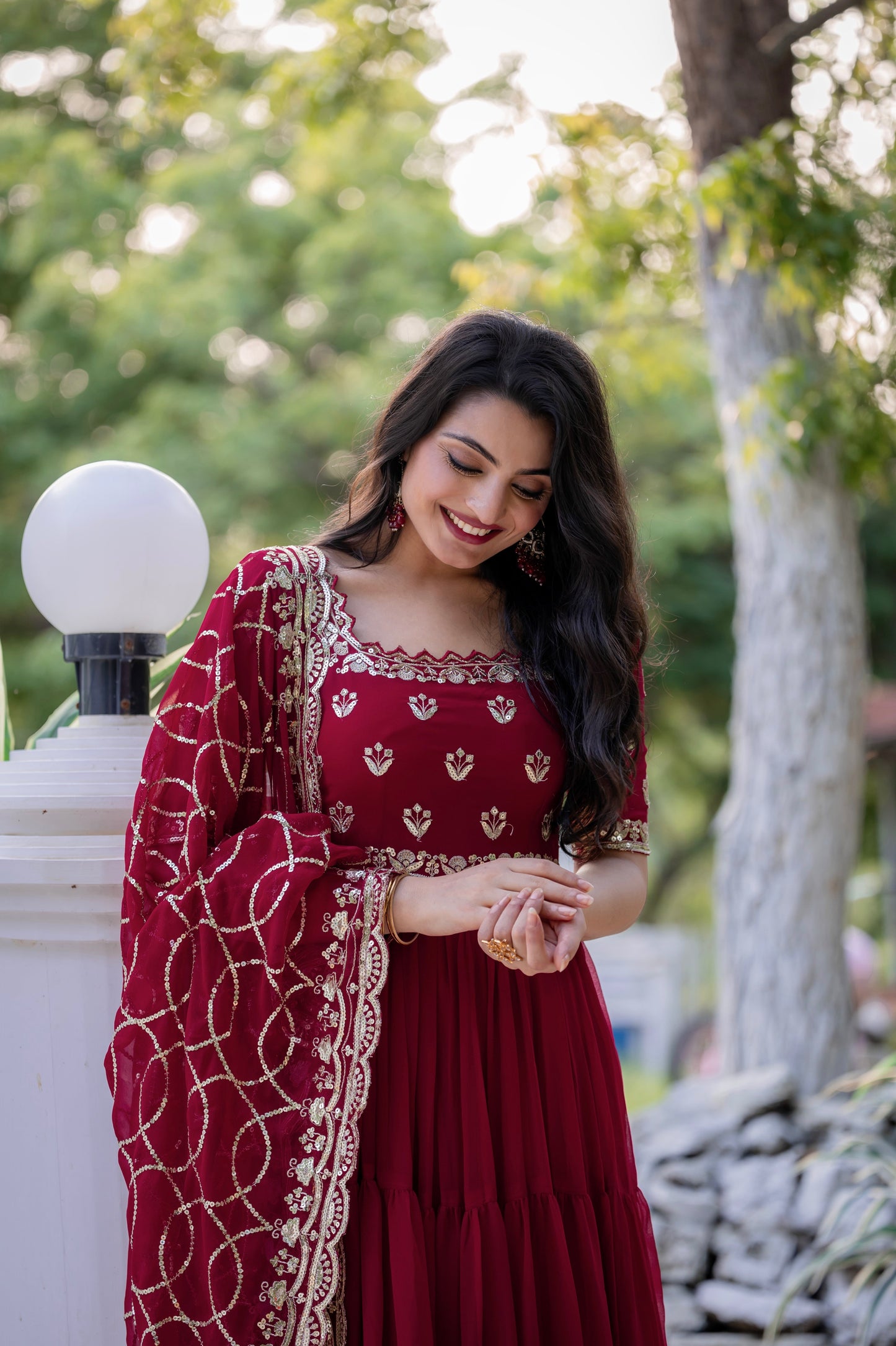 Magnificent Georgette Intricate Sequins Embroidered Suit - Ethnicwish