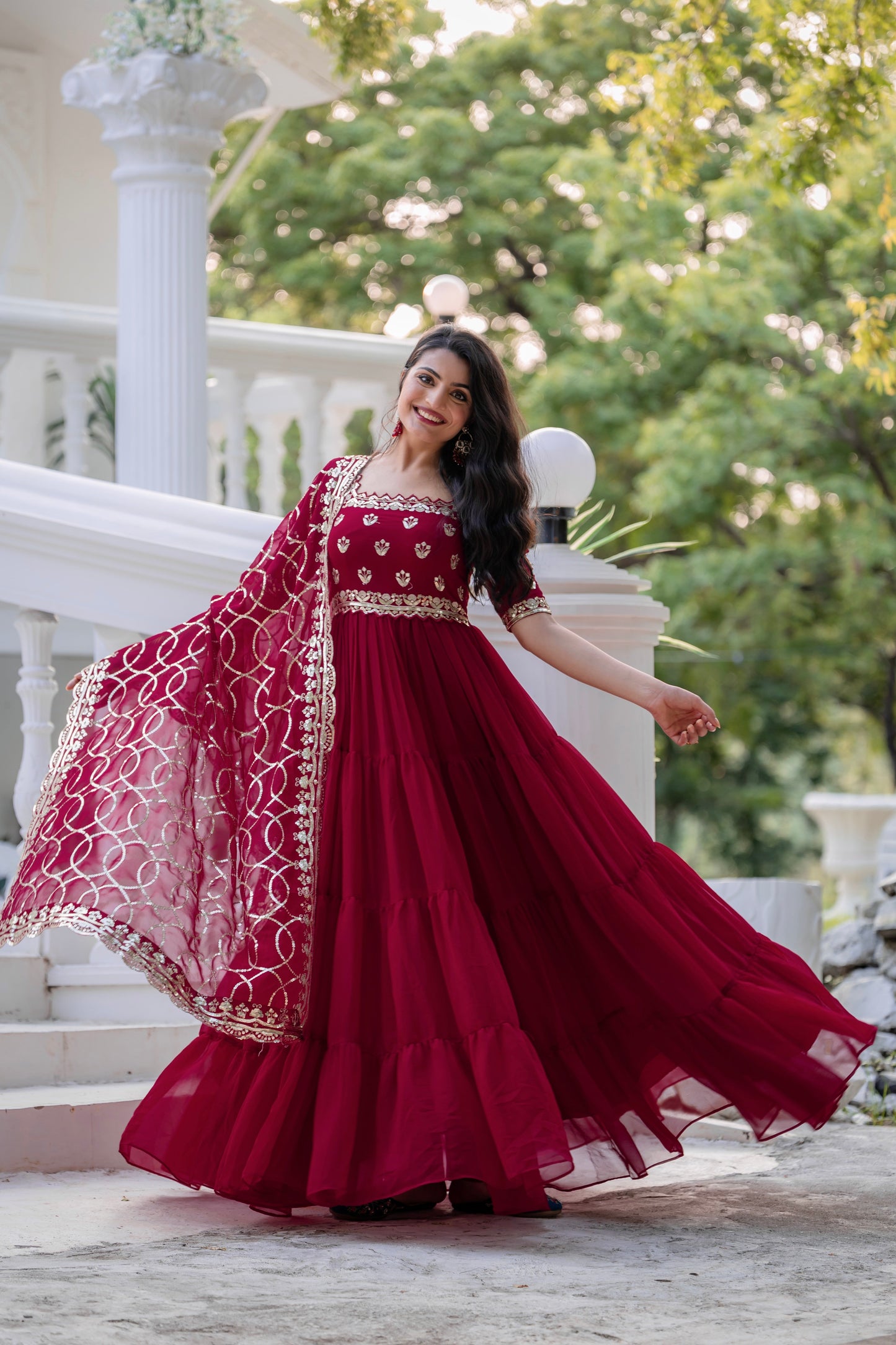 Magnificent Georgette Intricate Sequins Embroidered Suit - Ethnicwish