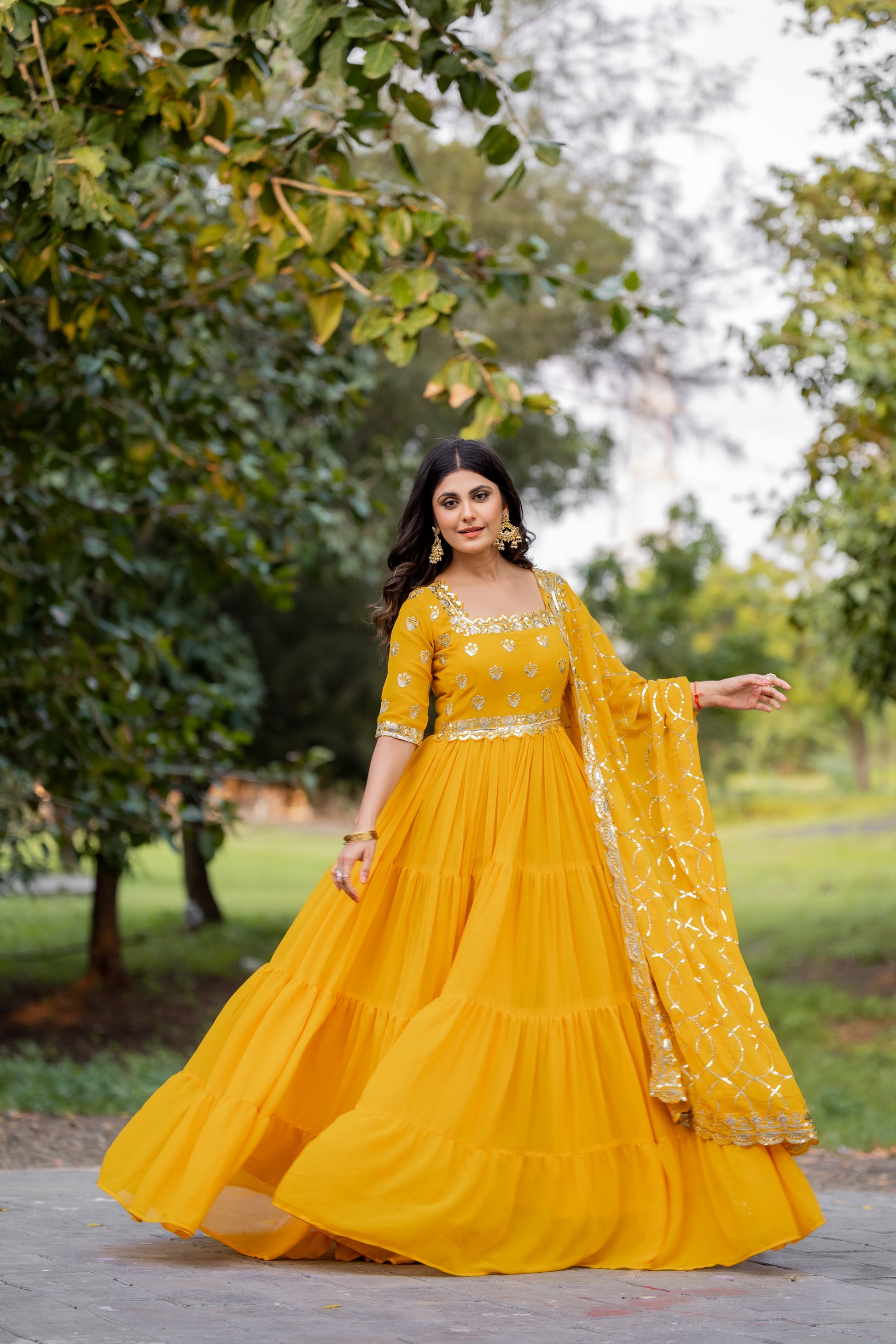 Magnificent Georgette Intricate Sequins Embroidered Suit - Ethnicwish