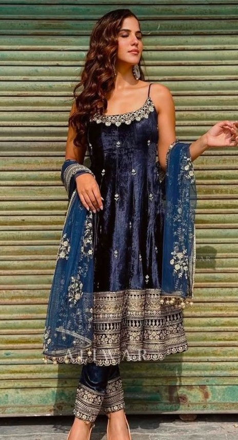 Trendy Premium Wine Color Anarkali Set with Hand Embroidery & Designer Dupatta