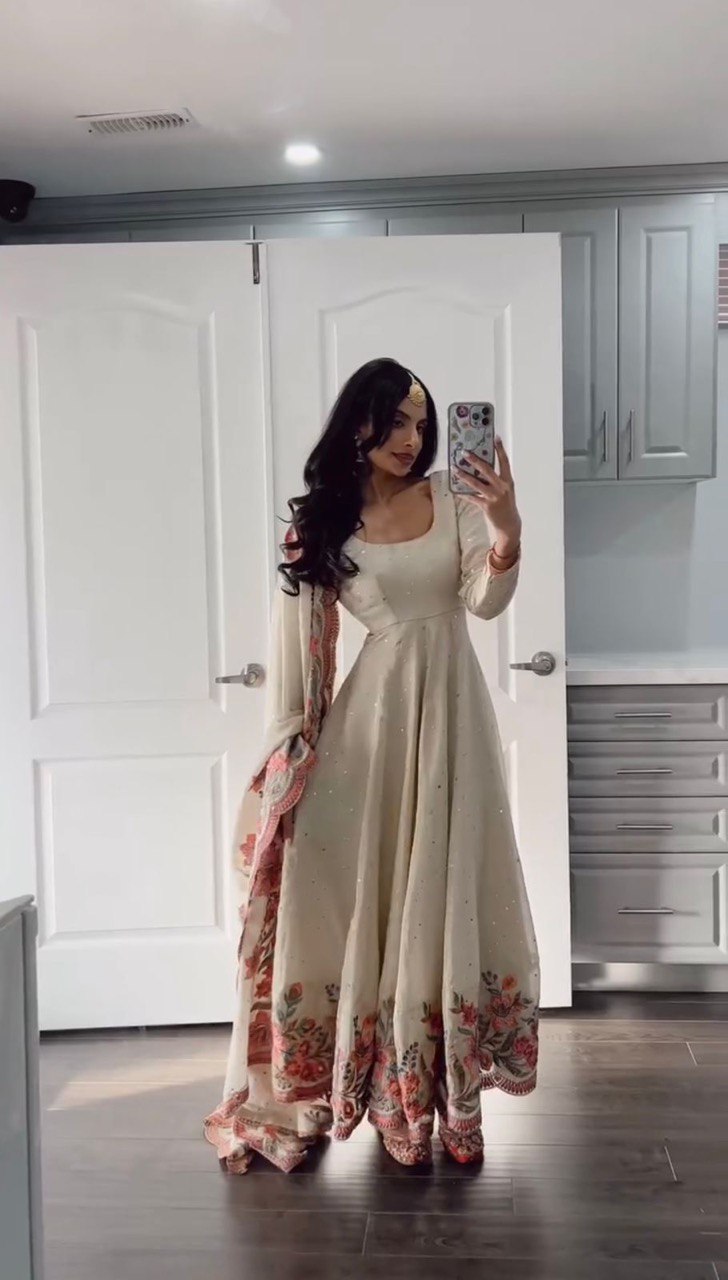 Beautiful Heavy Pure Vichitra Silk Gown