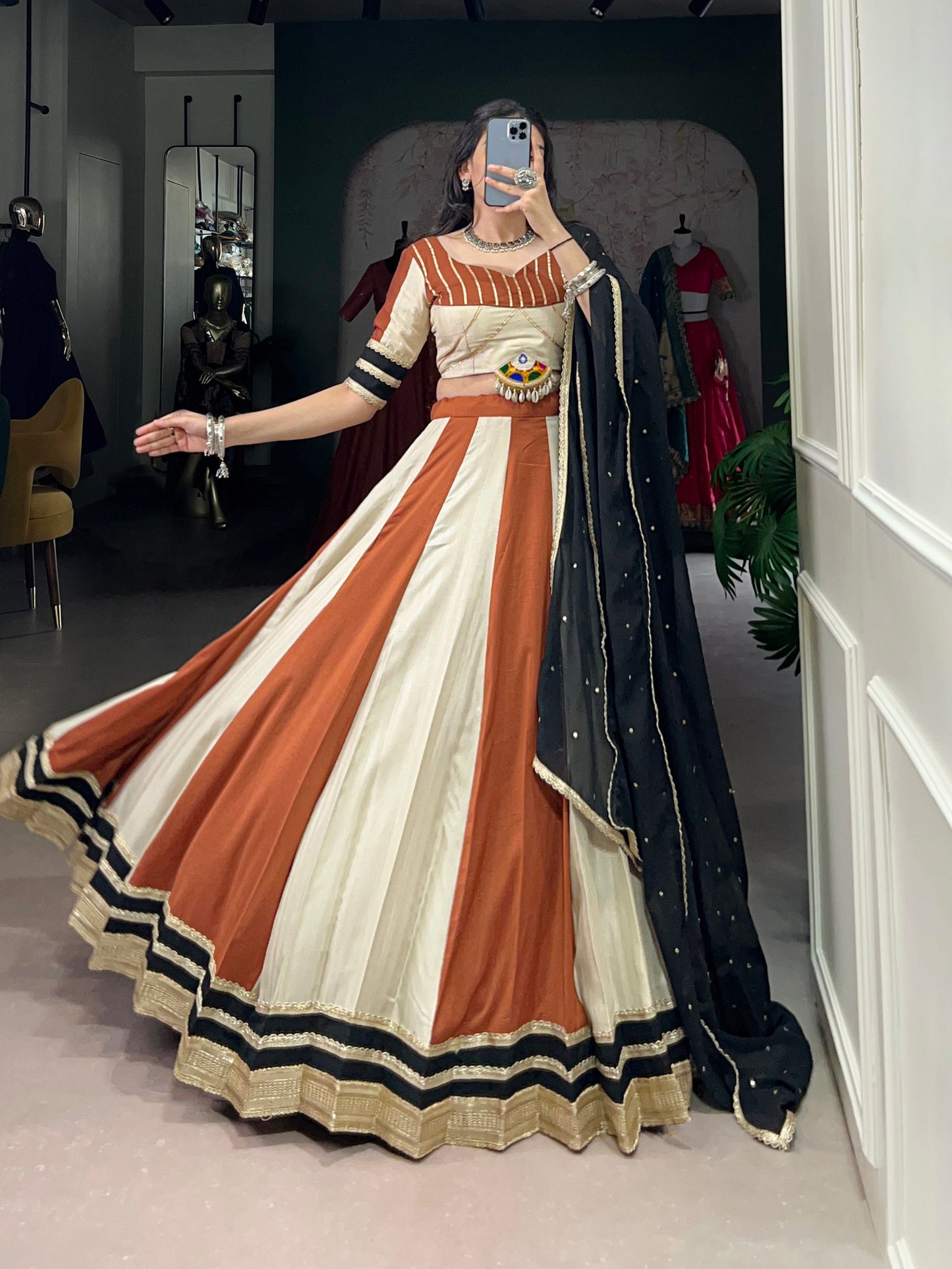 Exquisite Chinon Sequins Lace Worked Lehenga Choli Set