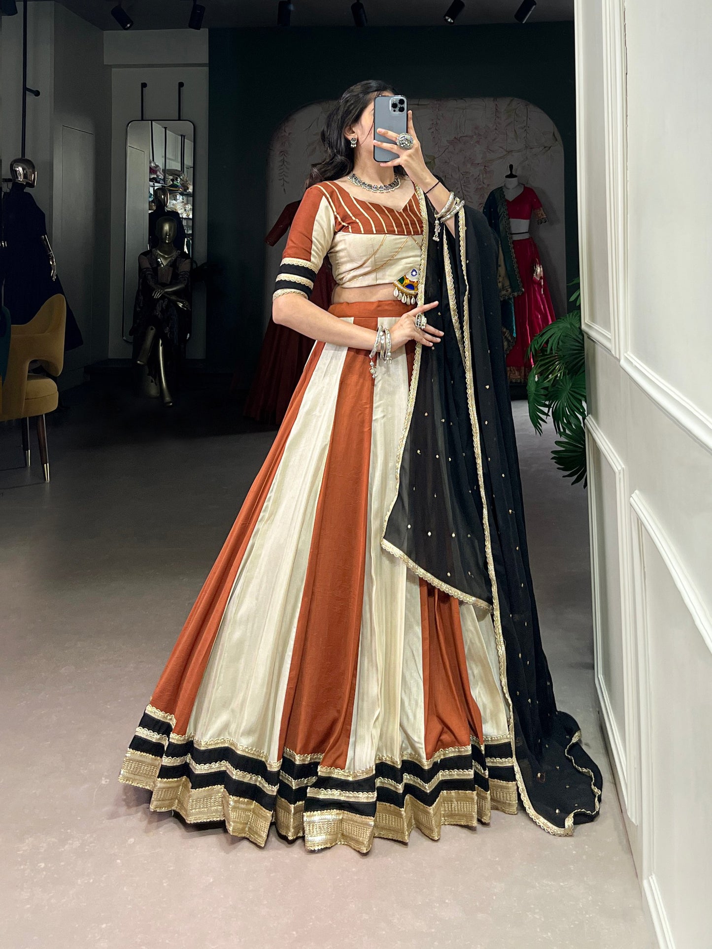 Exquisite Chinon Sequins Lace Worked Lehenga Choli Set