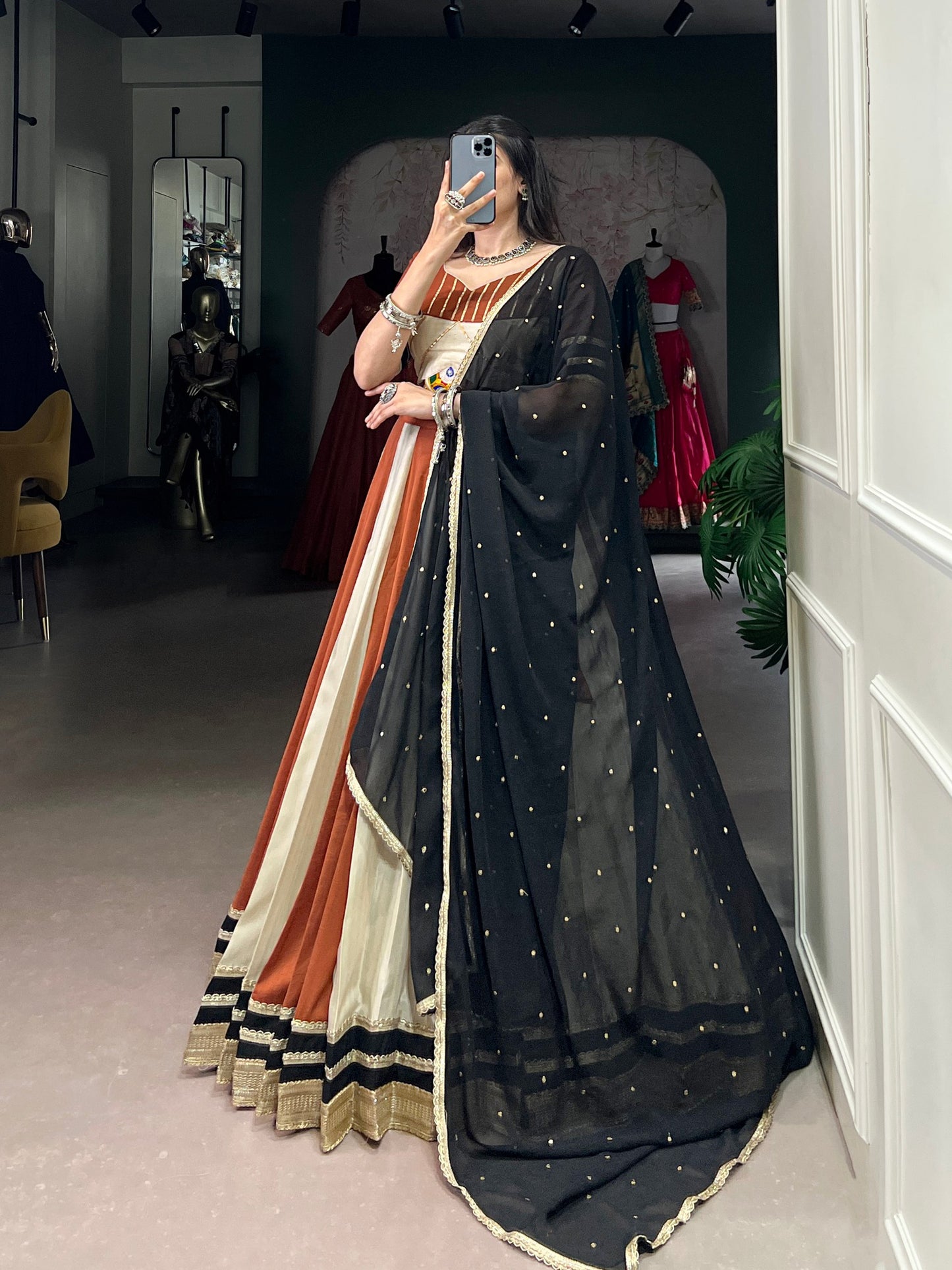 Exquisite Chinon Sequins Lace Worked Lehenga Choli Set
