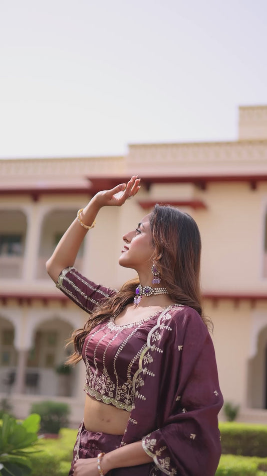 Royal Gold Crush Peplum Lehenga Set